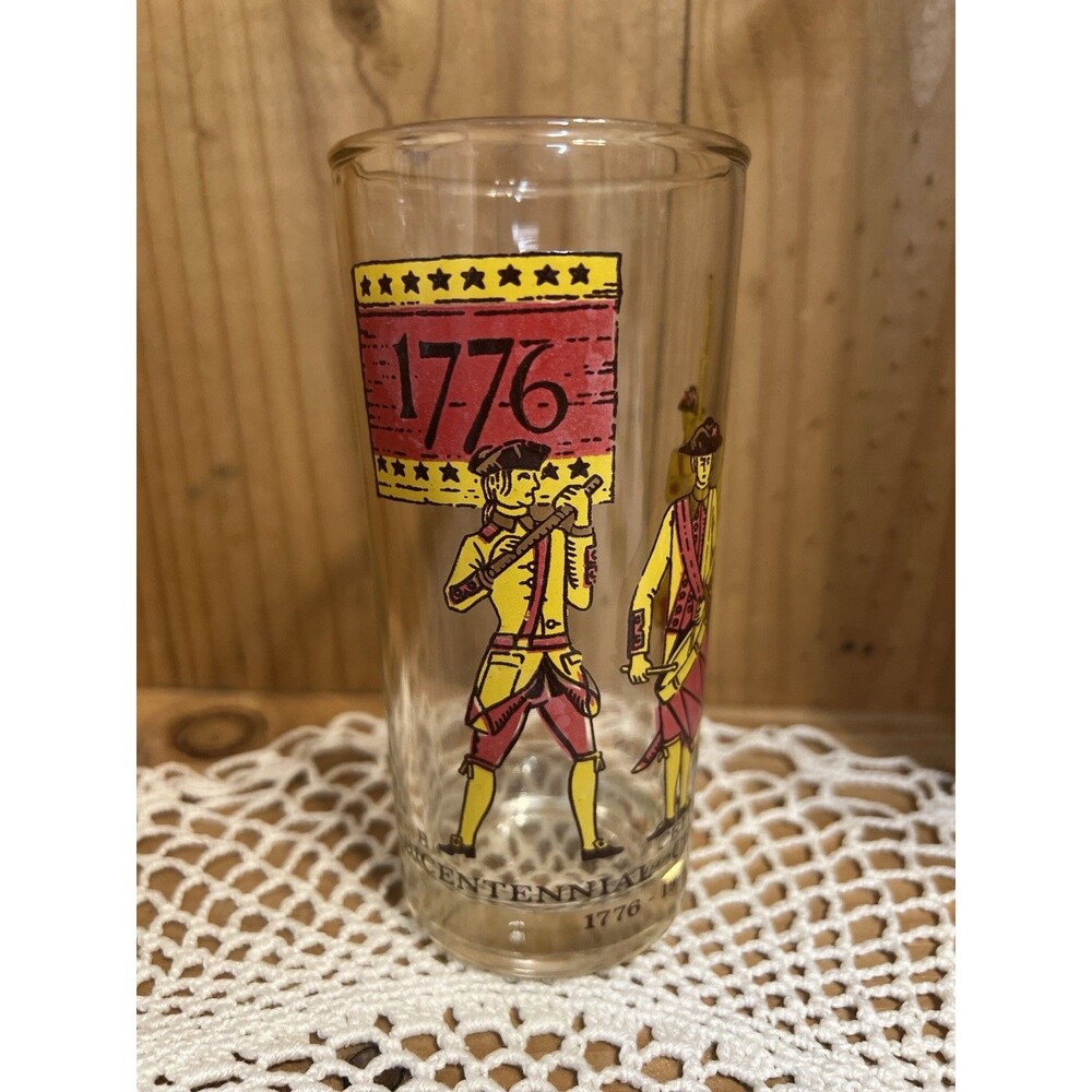 Vintage Bicentennial Celebration 1776-1976 Drink  Glass 12oz Tumbler Minutemen